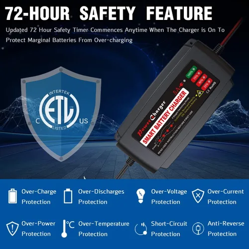 Miniatura 3 de BMK - Cargador de batería portátil de 12 V 5 A con ligador desmontable, anillos, clips, carga rápida, resistente al agua, cargador para coche