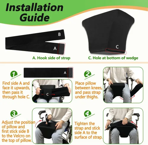 Miniatura 6 de AOSSA Cuña de abducción, almohada separadora de rodilla para cirugía de reemplazo de cadera, almohada ortopédica de espuma contorneada con correa