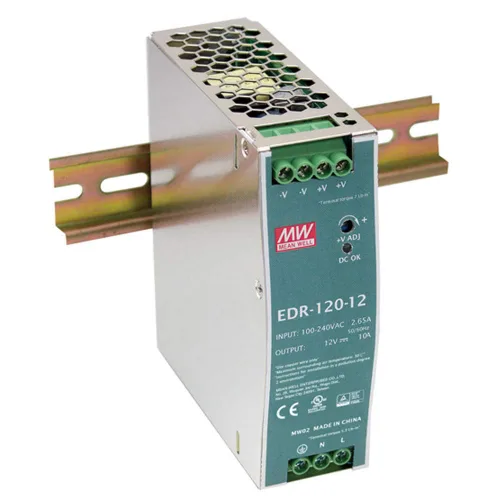 Fuente de poder DIN Rail de 120 watts 12 voltios 10 amperes, EN55022 Clase A