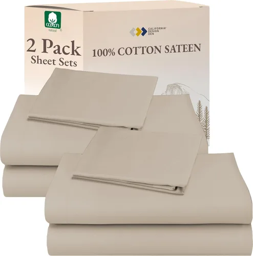 Miniatura 18 de California Design Den Sábanas de Algodón 100% Natural Tamaño Full Juego de Cama con Bolsillos Profundos - Tejido Satinado Suave, Sábanas Duraderas