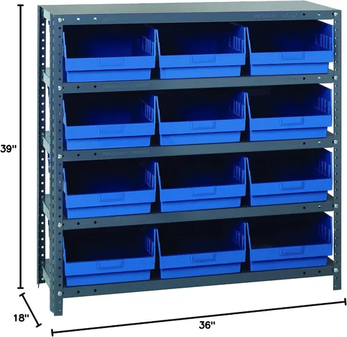Miniatura 152 de Quantum QSBU-245BK Heavy Duty Shelving Unit with (7) Shelves and (24) QUS245 Black Bins for Garage Warehouse Storage Distribution 400 lb Load