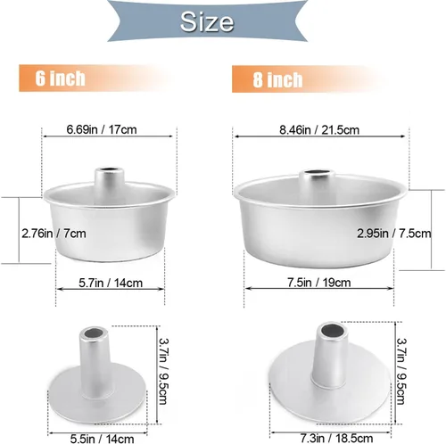 Miniatura 4 de Molde de pastel de comida de ángel de 6 pulgadas con parte inferior extraíble, molde redondo de aluminio para tartas de gasa, molde para hornear