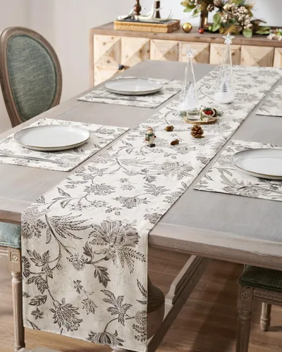 Miniatura 16 de jinchan Camino de mesa de lino floral para cocina, granja, 13 x 90 pulgadas, para isla de cocina, mesa de comedor, decoración interior y exterior, 1