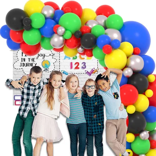 Miniatura 3 de Kit de arco de guirnalda de globos de color rojo, azul, amarillo, verde, negro, plateado, 127 unidades, rojo, verde, azul, amarillo, negro, plateado