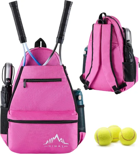 Himal Outdoors Tennis Backpack Tennis Bag - Large Storage Holds 2-3 Rackets and Necessities,Suitble for Women,Men and Teenagers Rojo