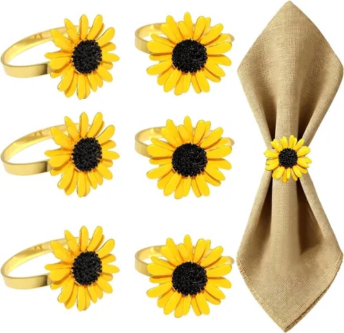 Miniatura 15 de Juego de 8 servilleteros de girasol, juego de 8 servilleteros de abejas y flores, para fiesta de primavera, jardín, boda, baby shower, comedor