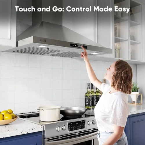 Miniatura 4 de Campana de cocina de montaje en pared de 30 pulgadas, 580 CFM, campana de ventilación de cocina de acero inoxidable conductible/sin conductos Acero