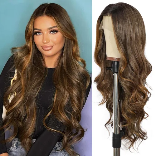 Miniatura 12 de SAPPHIREWIGS Peluca rubia con encaje frontal, pelucas largas y onduladas para mujer, pelucas de color rubio ceniza, resistentes al calor, para Mix