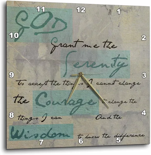 3dRose dpp_50568_1 Serenity Prayer - Reloj de pared espiritual inspirador, 10 x 10 pulgadas