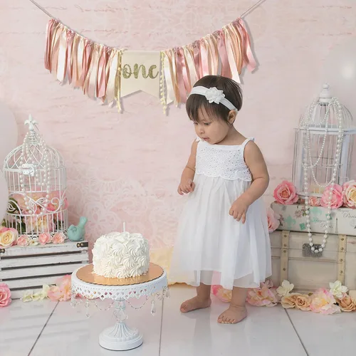Miniatura 5 de Cartel de oro rosa para silla de bebé, decoración de fiesta de cumpleaños rosa, pancarta dorada para silla de alta para niña de primer cumpleaños