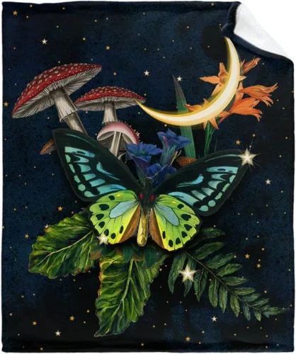 Miniatura 10 de Manta de regalo personalizada de hongos del bosque salvaje oscuro, manta de franela suave y ligera, adecuada para uso en cama, sala de estar