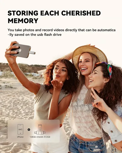 Miniatura 3 de Dispositivo de Fotos para iPhone de 256GB con Certificación MFi, Unidad Flash USB para Respaldo de Fotos/Videos, Memoria USB de Alta Velocidad