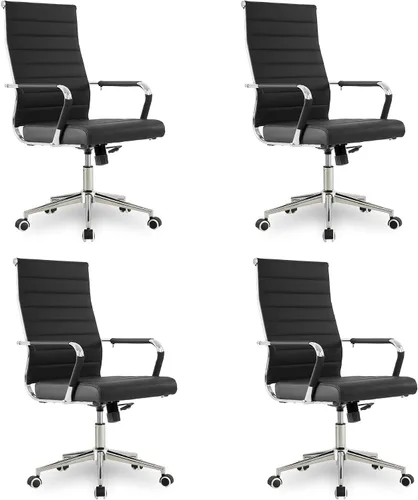 Miniatura 27 de Okeysen Office Desk Chair, Ergonomic Leather Modern Conference Room Chairs, Executive Ribbed Height Adjustable Swivel Rolling Chair for Home Office