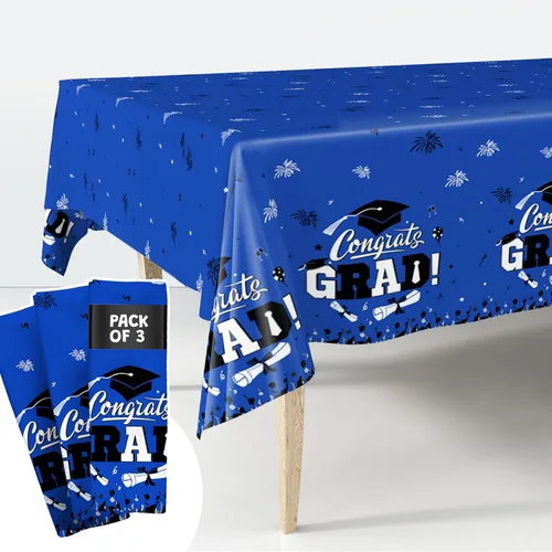 Graduation Decorations 2026, Pack of 3, 54 x 108 Inches, Plastic Graduation Tablecloth, Graduation Decorations Class of 2026 Disposable Rectangle