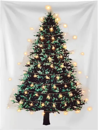 Miniatura 12 de Tapiz de árbol de Navidad con lazo, tapiz de franela para colgar en la pared, regalos para decoración de Navidad, cumpleaños y decoración