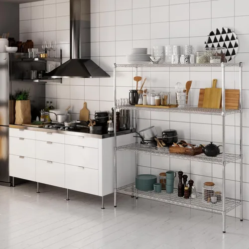 Miniatura 44 de Kit de estantería de alambre cromado de 4 niveles de 18 pulgadas de profundidad x 36 pulgadas de ancho x 86 pulgadas de alto Unidad de estante