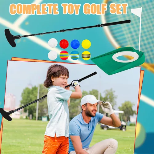 Miniatura 5 de Putter de golf ajustable para diestros o zurdos, de dos vías, con pelotas de golf y copa de bandera para adultos y niños, para entrenamiento