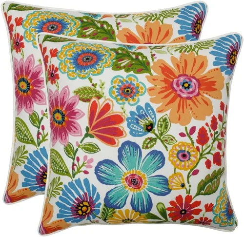 Miniatura 24 de Pillow Perfect - Cojines decorativos florales brillantes para interiores/exteriores, 2 unidades, lumbar - 11.5 x 18.5 pulgadas, verde/rojo Zoe