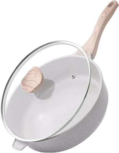 Miniatura 13 de Kordisen Sartén profunda antiadherente con tapa, sartén antiadherente de 10 pulgadas, sartén para saltear para cocinar, utensilios de cocina
