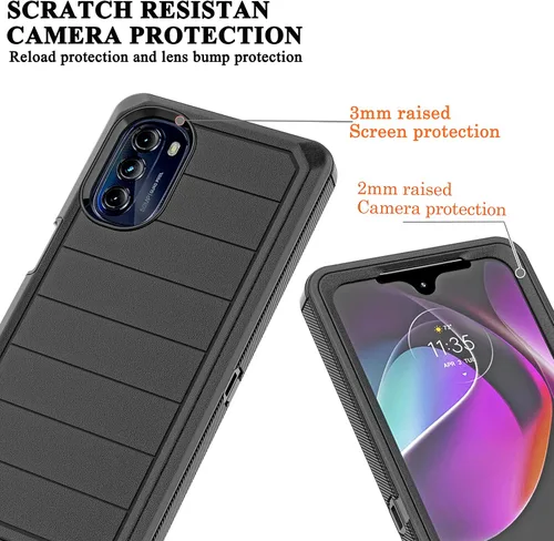 Miniatura 4 de YmhxcY Funda para Moto G 5G 2022 (sin protector de pantalla) con funda duradera de 3 capas a prueba de caídas, a prueba de golpes, funda de goma