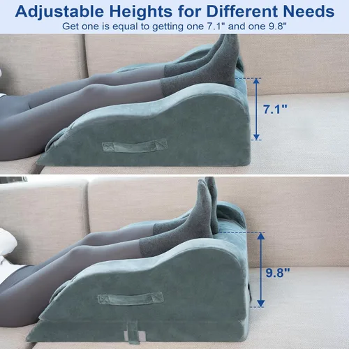 Miniatura 4 de KingPavonini Adjustable Leg Elevation Pillows for After Surgery, Ergonomic Curve Keeps Knee Straight, Memory Foam Leg Pillow Elevation for Blood