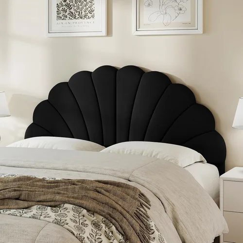 Befurtori Cabecera Solo Tamaño Queen, Cabecera de Pétalo para Montar en la Pared Tamaño Queen/Matrimonial para Cama Ajustable Tapizada en Terciopelo