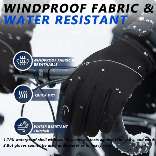 Miniatura 3 de MOREOK Guantes de invierno para hombres y mujeres, cálidos, térmicos, para esquí, nieve, pantalla táctil, ciclismo, ciclismo, senderismo, clima