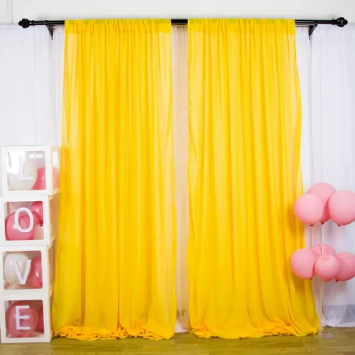 Miniatura 9 de Cortina de gasa roja de 5 x 7 pies, 2 paneles de telón de fondo de gasa para cortinas de decoración de boda, cortinas semitransparentes de tul