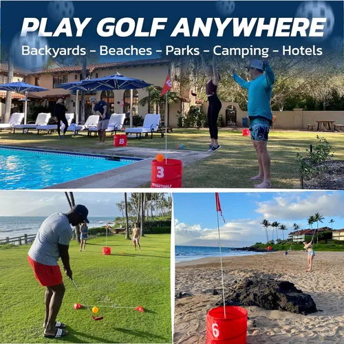 Miniatura 5 de bucketgolf Game The Original Ultimate Backyard Lawn Golf Game para la familia, adultos y niños – Campo de golf portátil de 6 hoyos para jugar al