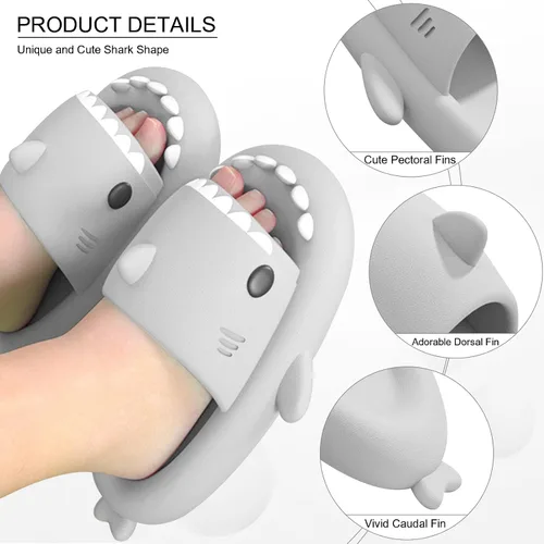 Miniatura 2 de EECH Lindas pantuflas para niños grandes, sandalias de tiburón de nube, suela gruesa mejorada, antideslizantes, para interiores y exteriores, verano