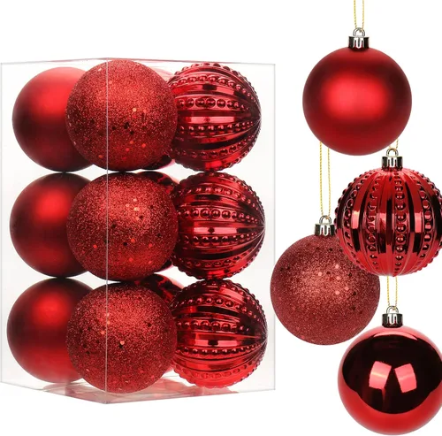 Miniatura 38 de Adornos de bolas de Navidad negras de 2.36 pulgadas, 25 piezas inastillables, set de adornos de Navidad, bolas de Halloween, adorno negro para árbol
