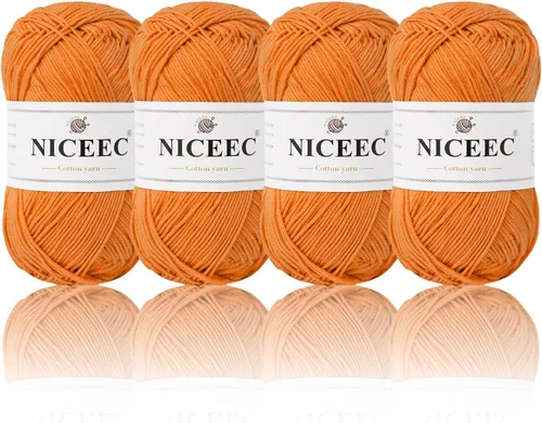 Miniatura 56 de NICEEC 4 madejas de hilo de algodón suave para bebé, 4 capas, manualidades DIY, peso fingering, hilo para manta para ganchillo y tejido, total 700