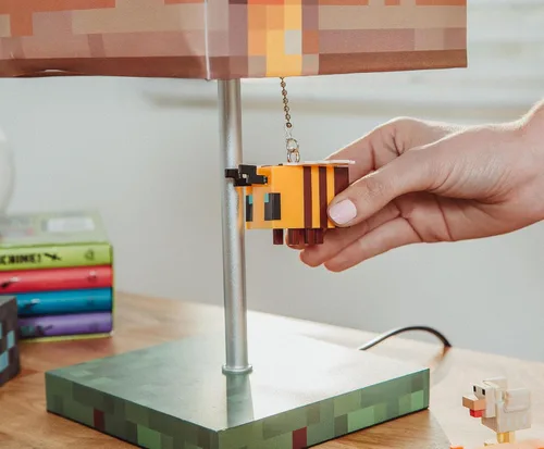 Miniatura 5 de Minecraft Lámpara de escritorio con bloque de nido de abeja amarilla con extractor de abeja 3D, lámpara de mesa de noche con luz LED de estado