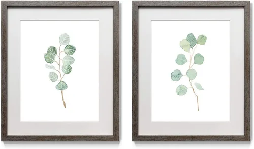 Miniatura 30 de Arte floral para pared, marco rústico de plata envejecida, juego de decoración de pared de 2 piezas: plumeria, caléndula, flores silvestres, Black