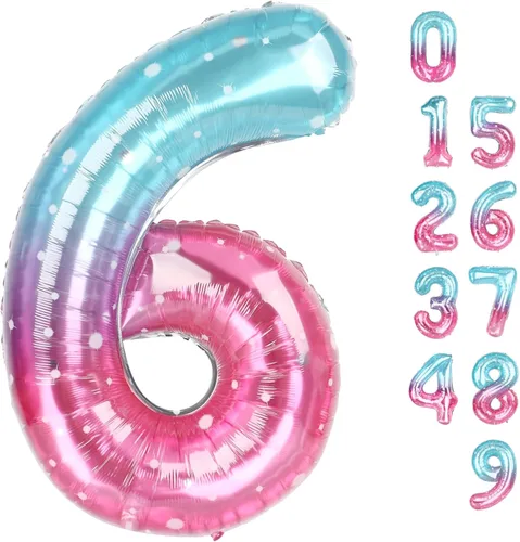 Miniatura 318 de Globos de números de 5 globos de 40 pulgadas, decoraciones de cumpleaños azules para niños y niñas, globos de números azul marino grandes