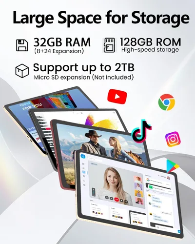 Miniatura 5 de Tablet Android 16 de 11 pulgadas, 32 GB de RAM + 128 GB de ROM (expansión de 1 TB), procesador T7280 Octa-Core 2.2GHz, pantalla IPS FHD+ de 90 Hz