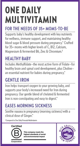 Miniatura 9 de New Chapter Vitaminas prenatales, un multivitamínico prenatal diario a partir de 35 años con metilfolato + colina para mamá y bebé saludables, 30