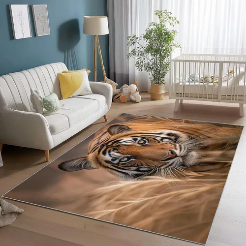 Miniatura 17 de 2 X 3 ft Small Area Rug for Bedside, Zebra Portrait Lightweight Non Slip Washable Rug with Non-Slip Backing for Front Door Entryway, Animal Throw