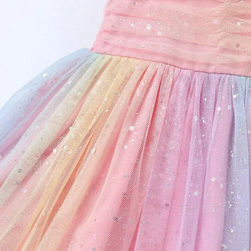 Miniatura 6 de Vestido tutú de verano para niñas pequeñas, sin espalda, vestido de princesa para fiesta de cumpleaños, lentejuelas con volantes, tul con lazo