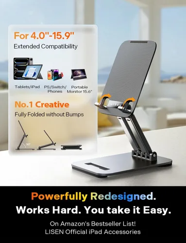 Miniatura 2 de LISEN Soporte para tableta para iPad, soporte para tablet para escritorio, accesorios de escritorio, soporte de monitor portátil para Apple iPad