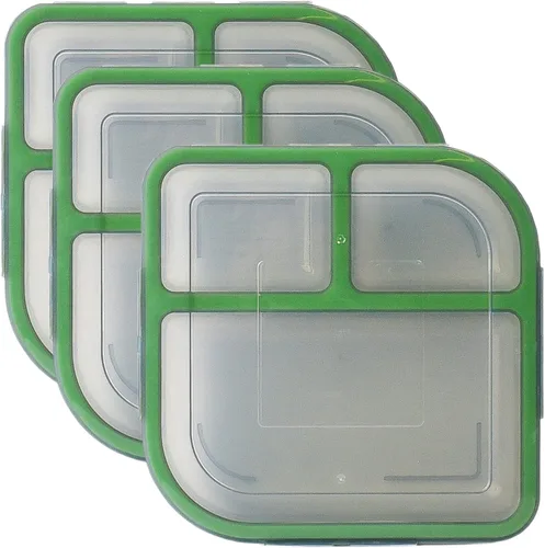 Miniatura 9 de MyGo Container - Contenedor pequeño de 3 compartimentos para llevar, 8" x 8" x 2-1/2", reutilizable, apto para microondas, certificado NSF