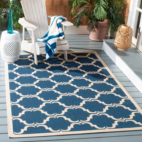 Miniatura 39 de SAFAVIEH Alfombra lavable al aire libre Courtyard Collection - 9 x 12 pies, beige y terracota, no desprende pelusa y fácil limpieza, ideal