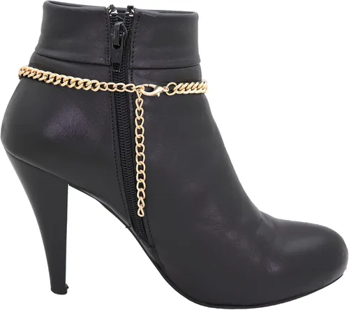 Miniatura 4 de Trendy Fashion Jewelry Cadena de botas occidentales para mujer, pulsera de metal brillante, tobillera, tacón alto, elegante lunas, encanto