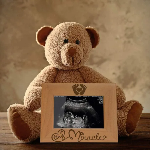 Miniatura 4 de KATE POSH - Marco de fotos de madera natural grabado Tiny Miracle para bebé, nuevo papá y mamá, regalo de padres, ultrasonido, ecografía, anuncio