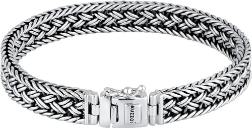 kuzzoi Pulsera bizantina de plata de ley 925 para hombre, longitud 6,69 pulgadas - 8,27 pulgadas, ancho 0,39 pulgadas, 1.41 onzas, Metal