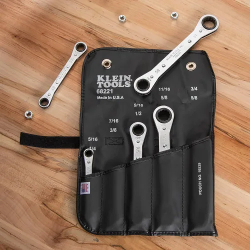 Miniatura 10 de KLEIN TOOLS 68221 SAE Juego de llaves de caja de trinquete, 5 piezas, 10 tamaños, fabricadas en Estados Unidos
