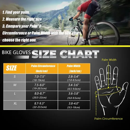 Miniatura 6 de Guantes de ciclismo para hombres y mujeres, antideslizantes, transpirables, almohadillas de gel de 0.197 pulgadas, guantes de bicicleta de carretera