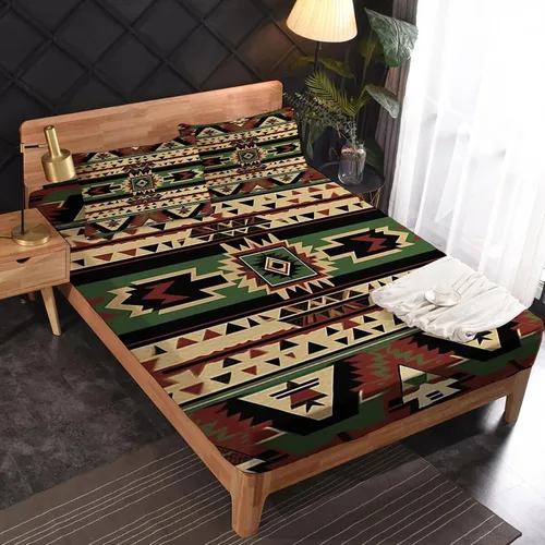 Miniatura 2 de Juego de sábanas de tamaño King – Sábanas aztecas, sábanas y fundas de almohada de nativos americanos, microfibra suave, bolsillo profundo y sin