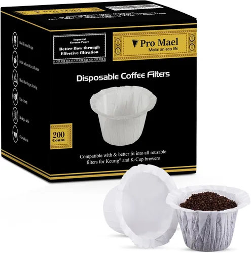 Miniatura 18 de Pro Mael Filtros de café desechables K Cup de papel para cafeteras Keurig de una sola porción 1.0 y 2.0, uso con cápsulas reutilizables K Cup
