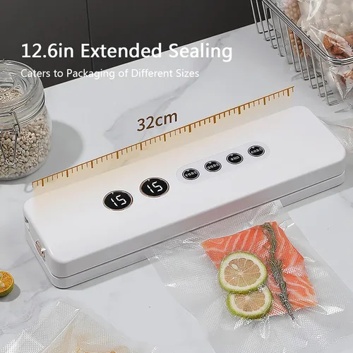 Miniatura 5 de Máquina selladora al vacío, ahorrador de alimentos inalámbrico, ancho de bolsa de vacío de 12.6 pulgadas, aparato de cocina portátil de ABS